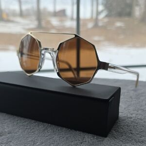 Andy Wolf Handmade Geometric Brown Sunglasses